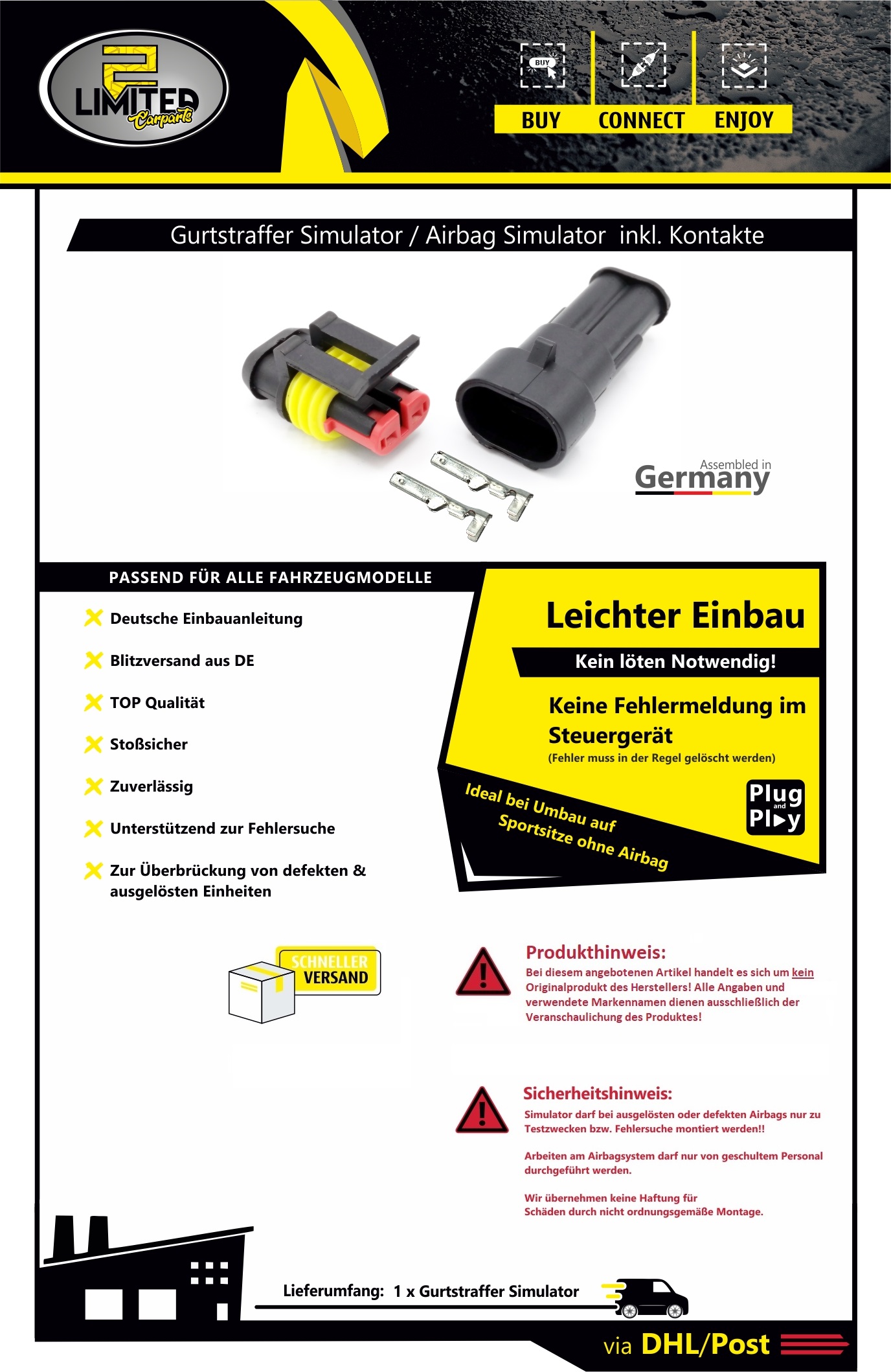 GURTSTRAFFER Simulator SRS AIRBAG Simulator FÜR FIAT **ALLE MODELLE