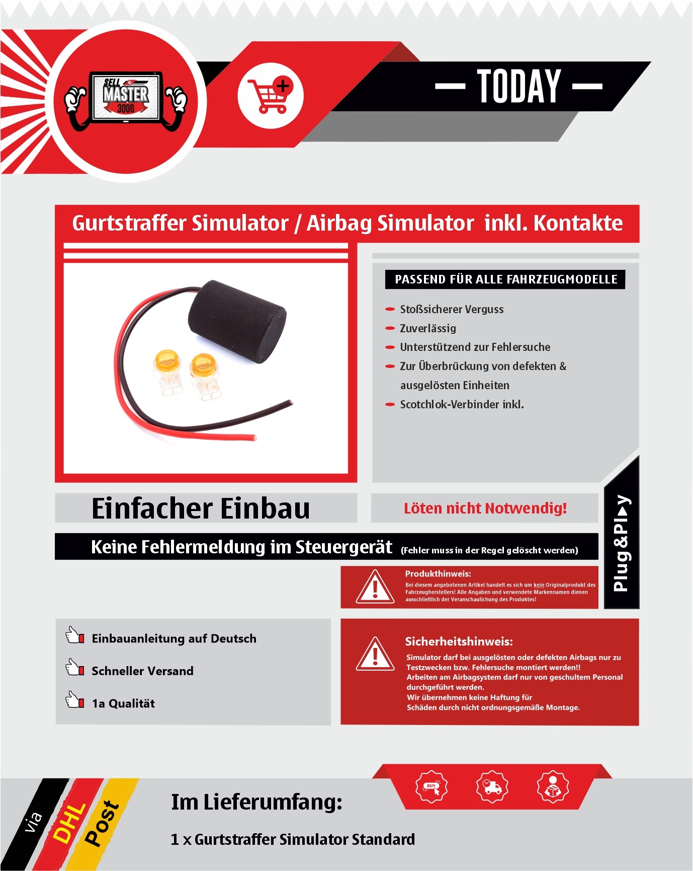 Airbag Gurtstraffer Simulator AUDI BMW MAZDA MERCEDES NISSAN OPEL SEAT